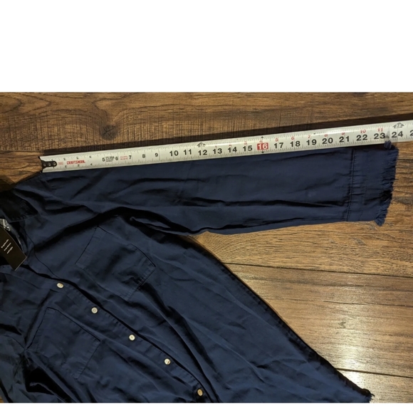 NEW Zilcremo Womens Navy SHIRT DRESS Lrg Solid Blue Collared Button Long Sleeve - Picture 9 of 15